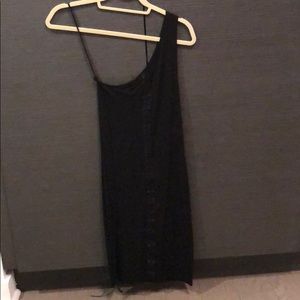 One shoulder black Alice and Olivia mini dress